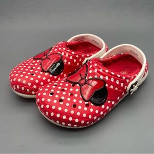 Crocs Disney Mickey Minnie Mouse Polka Dot Clogs Shoes Kids' Size J3 Red White